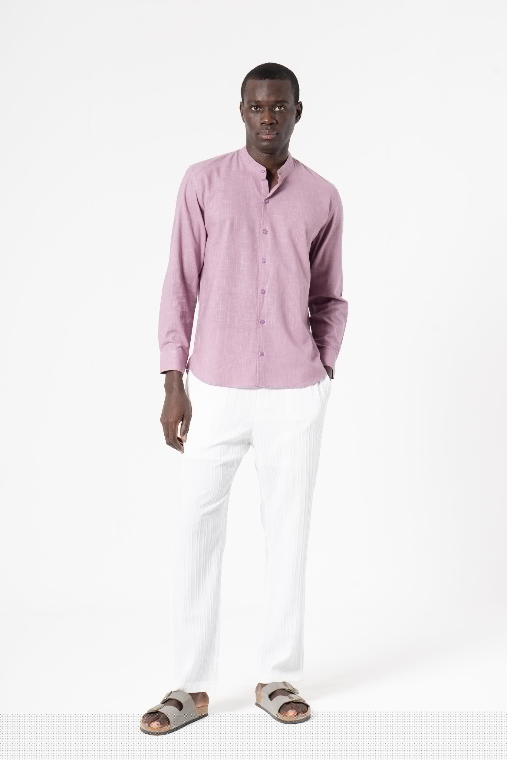 Lavender Solid Print Full Sleeves Shirt