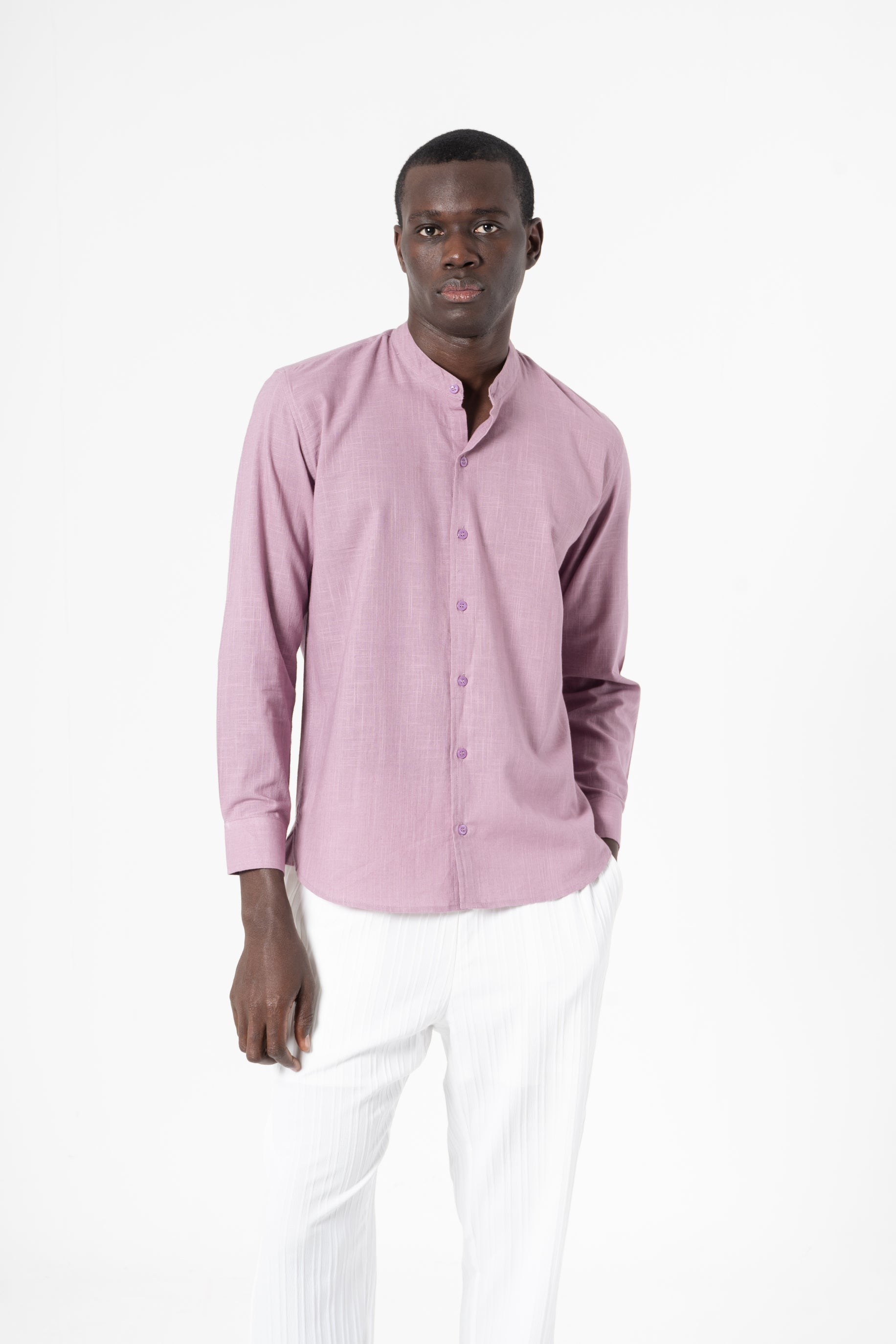 Lavender Solid Print Full Sleeves Shirt