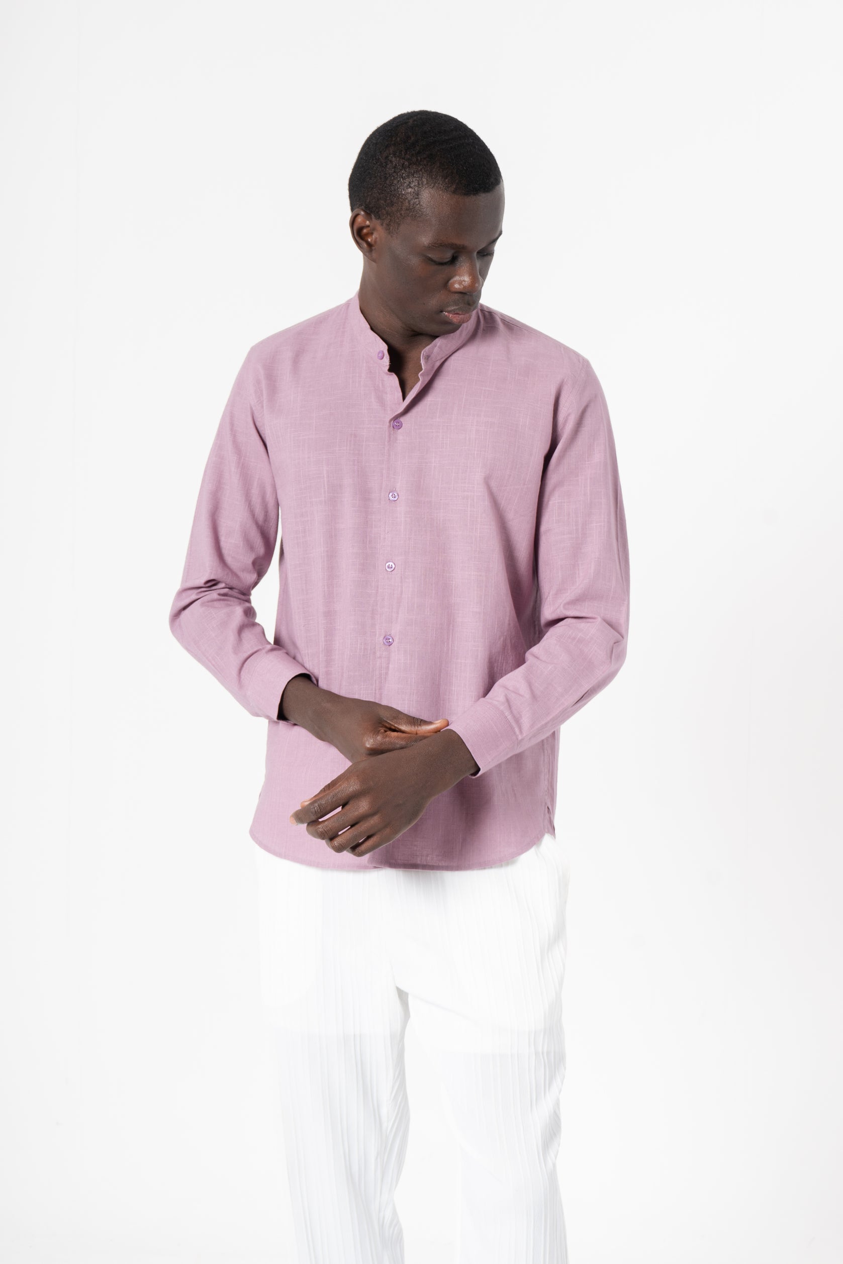 Lavender Solid Print Full Sleeves Shirt