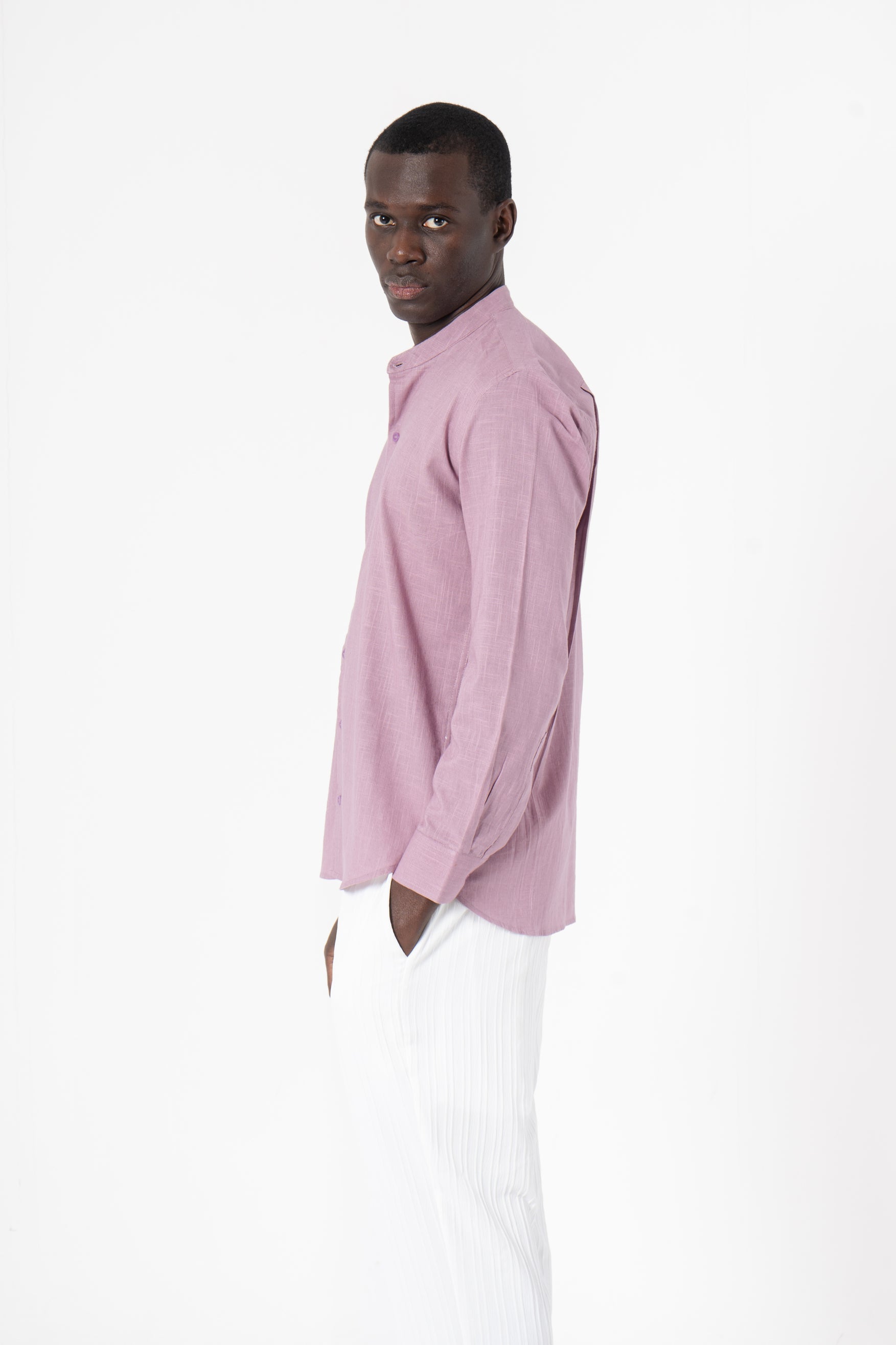 Lavender Solid Print Full Sleeves Shirt