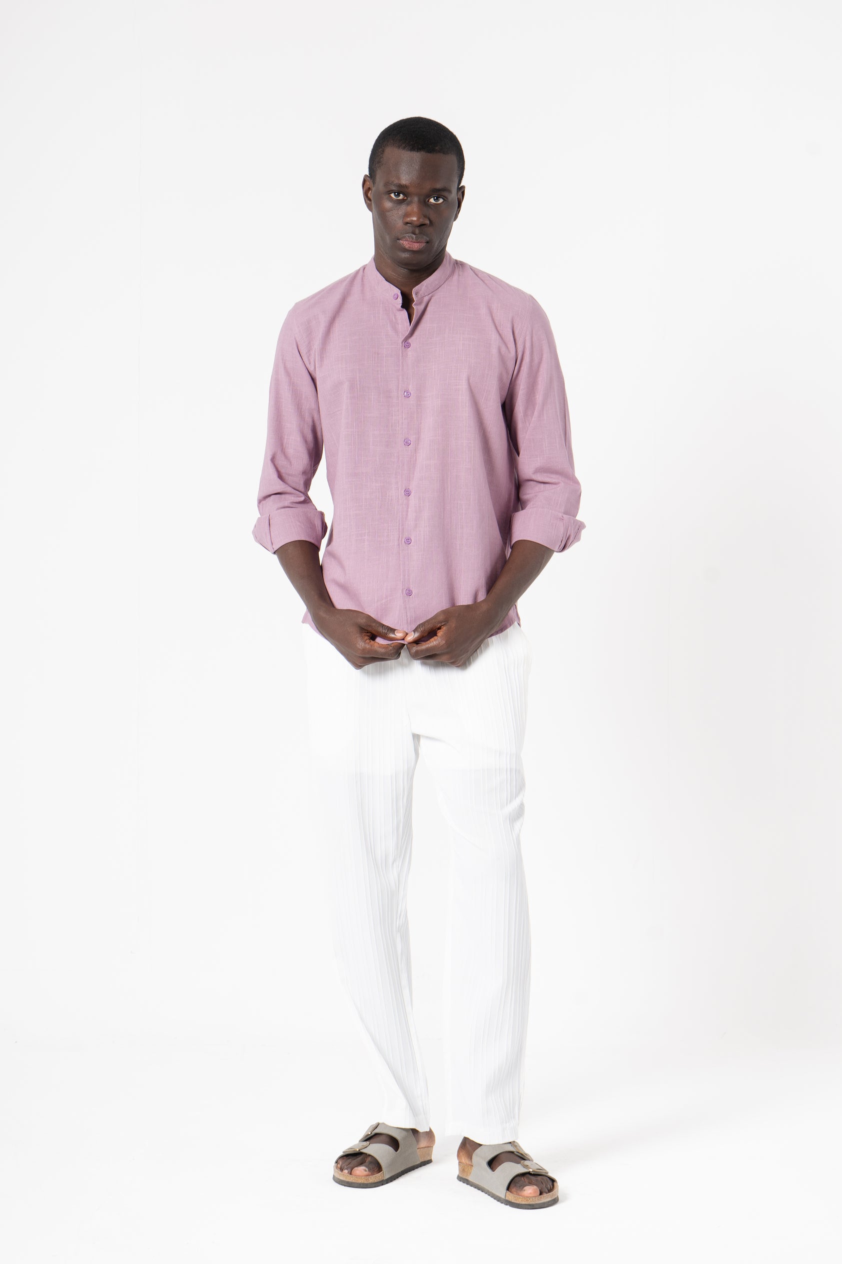 Lavender Solid Print Full Sleeves Shirt