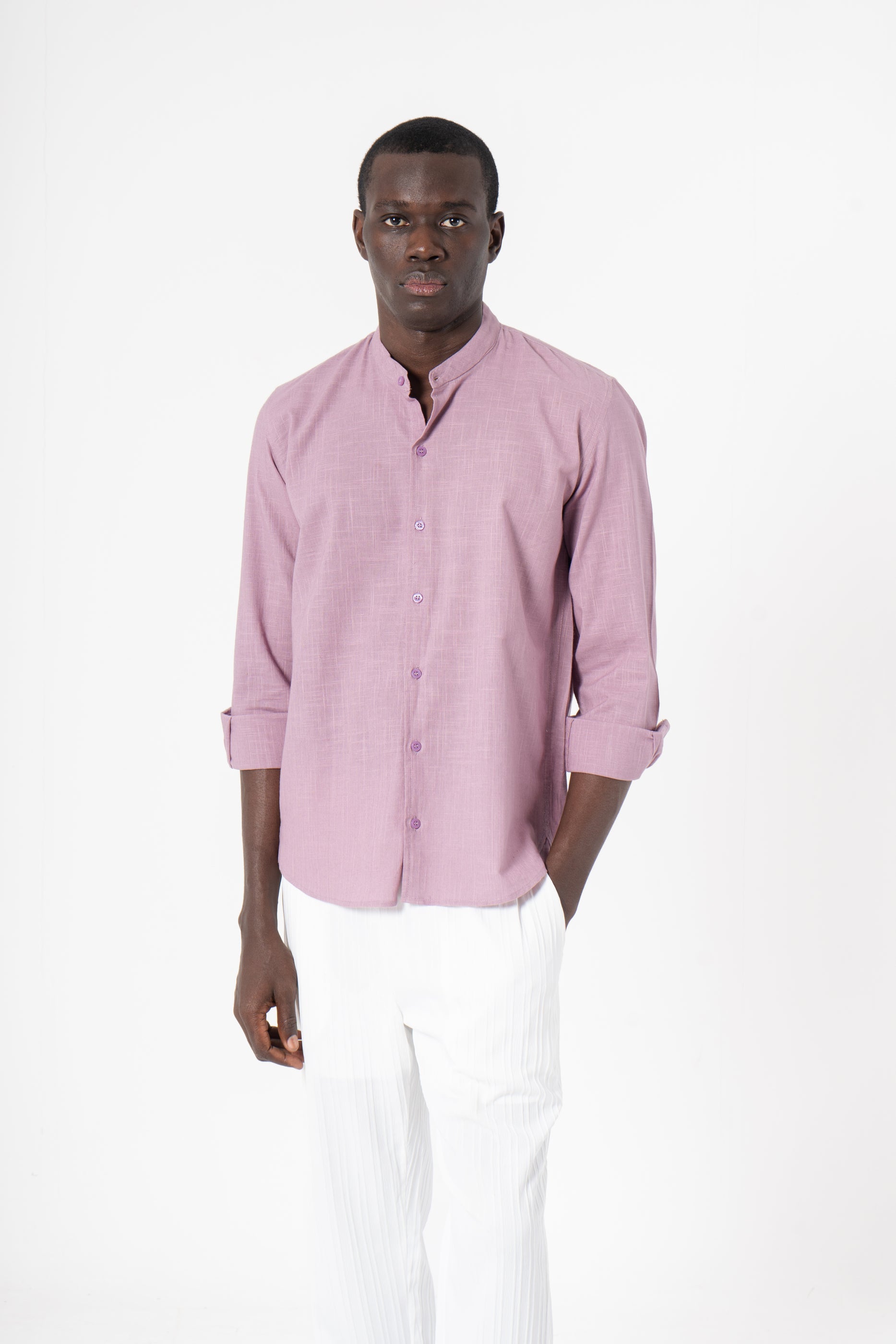 Lavender Solid Print Full Sleeves Shirt