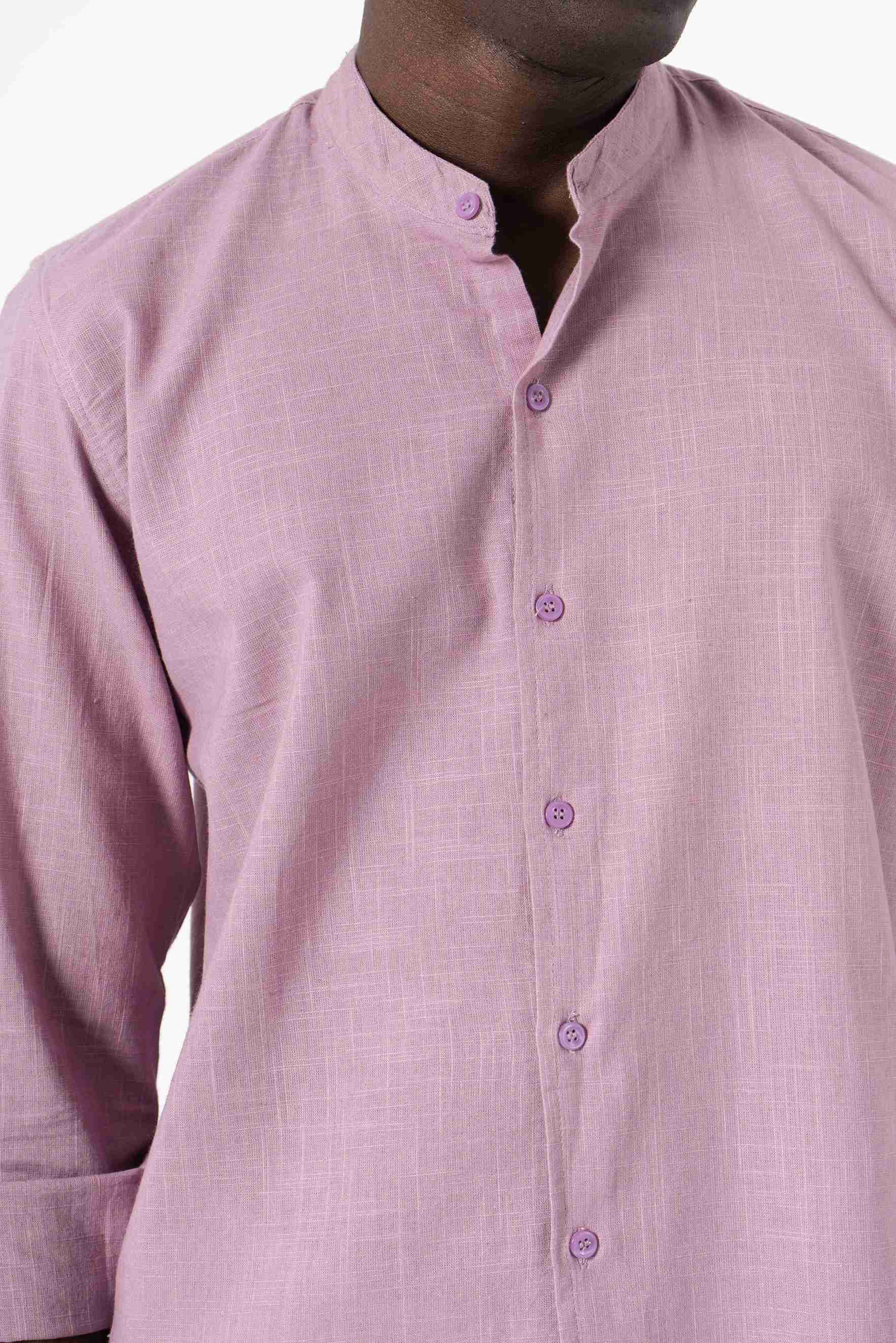 Lavender Solid Print Full Sleeves Shirt