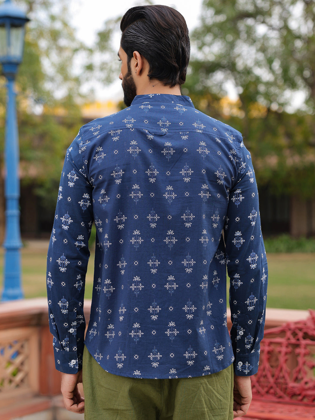 Ethnic Print Pure Cotton Navy Blue Casual Full sleeves Shirt